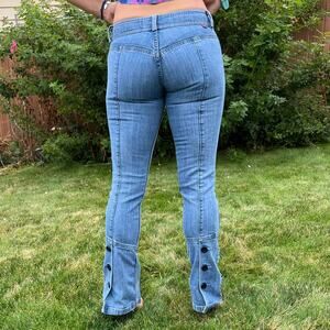 Vintage Y2K Levis low rise bareback stretch button kick pleat hem